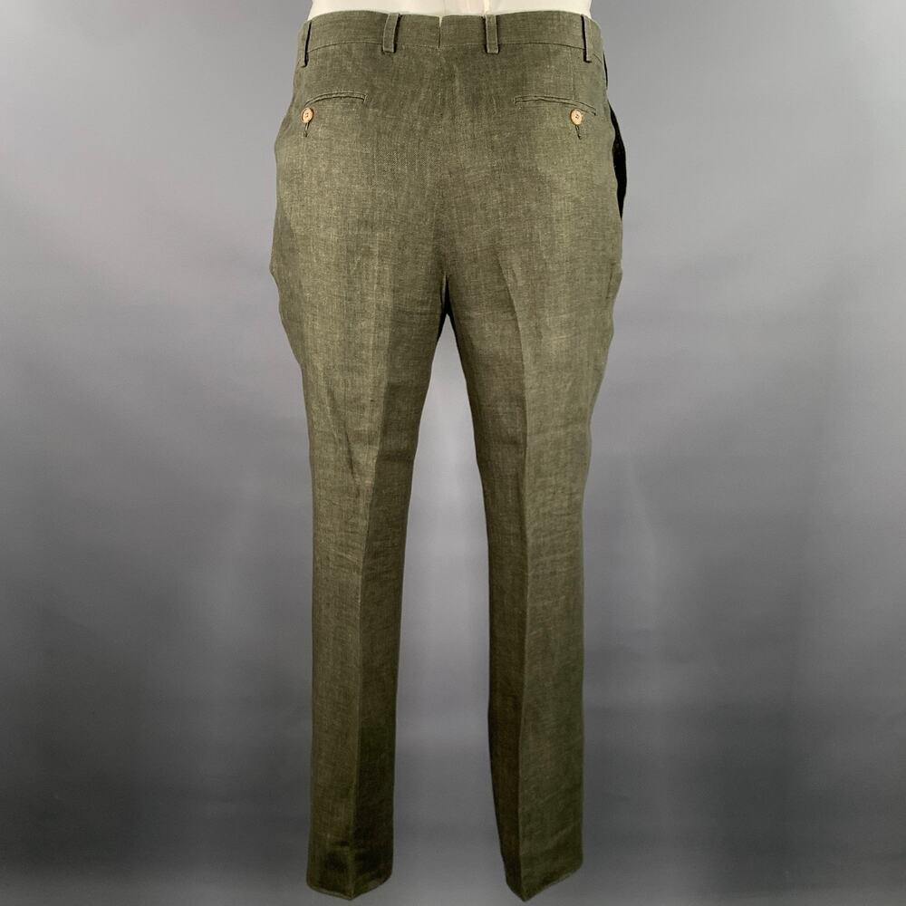SOLBIATI Size 40 Green Olive Linen Notch Lapel Suit - Picture 6 of 12